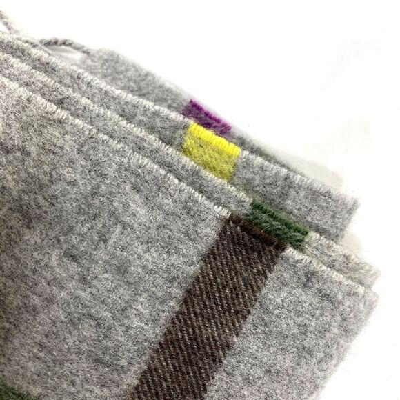 Coach Cashmere Legacy Scarf Shawl Fringe Plaid Gray Pink 64 in Preppy Old Money - Picture 12 of 15